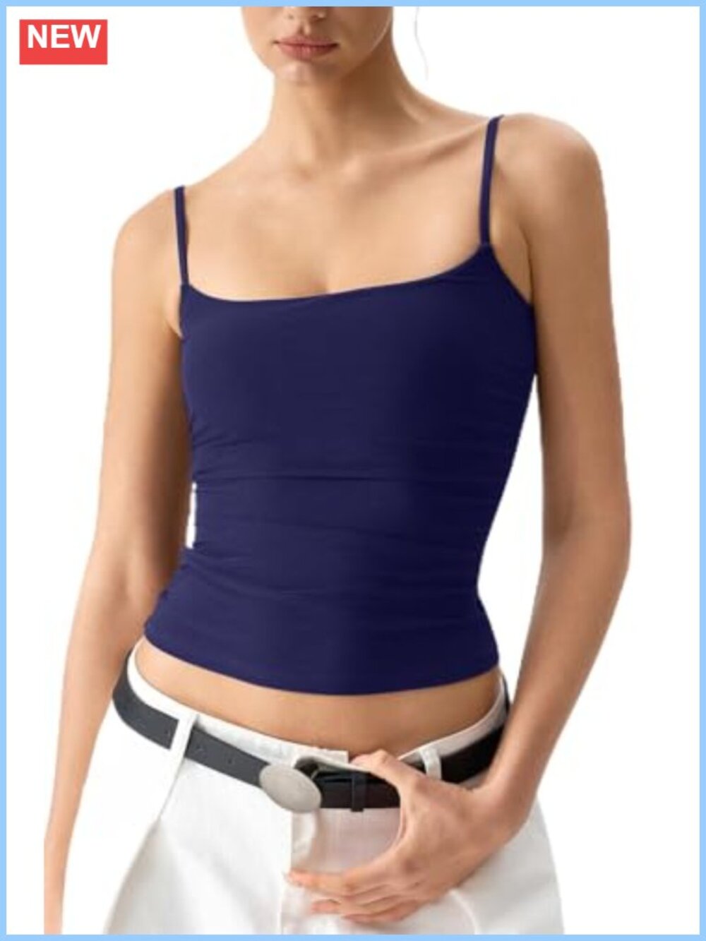 Mesh Camisole Tank Top Double Lined Spaghetti Strap Slim Fit
